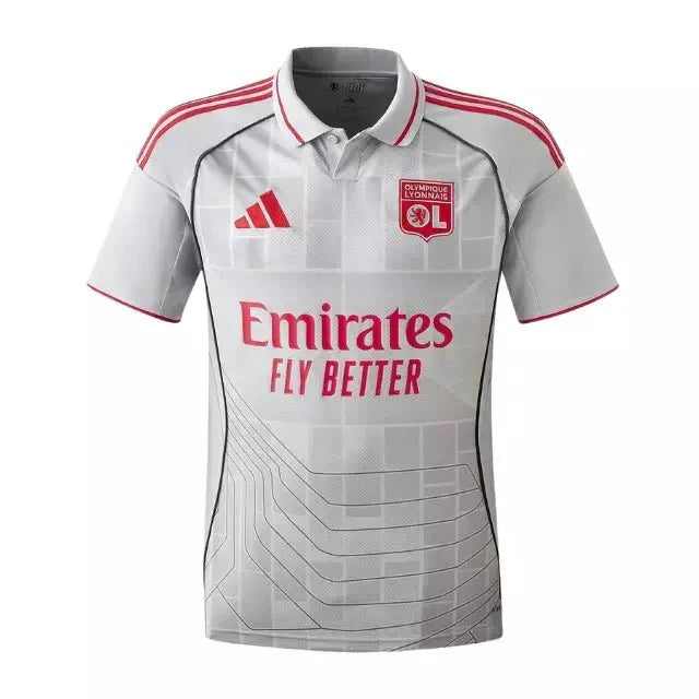 Camisa Lyon III 25/26 - Torcedor Adidas Masculina - Cinza e vermelha